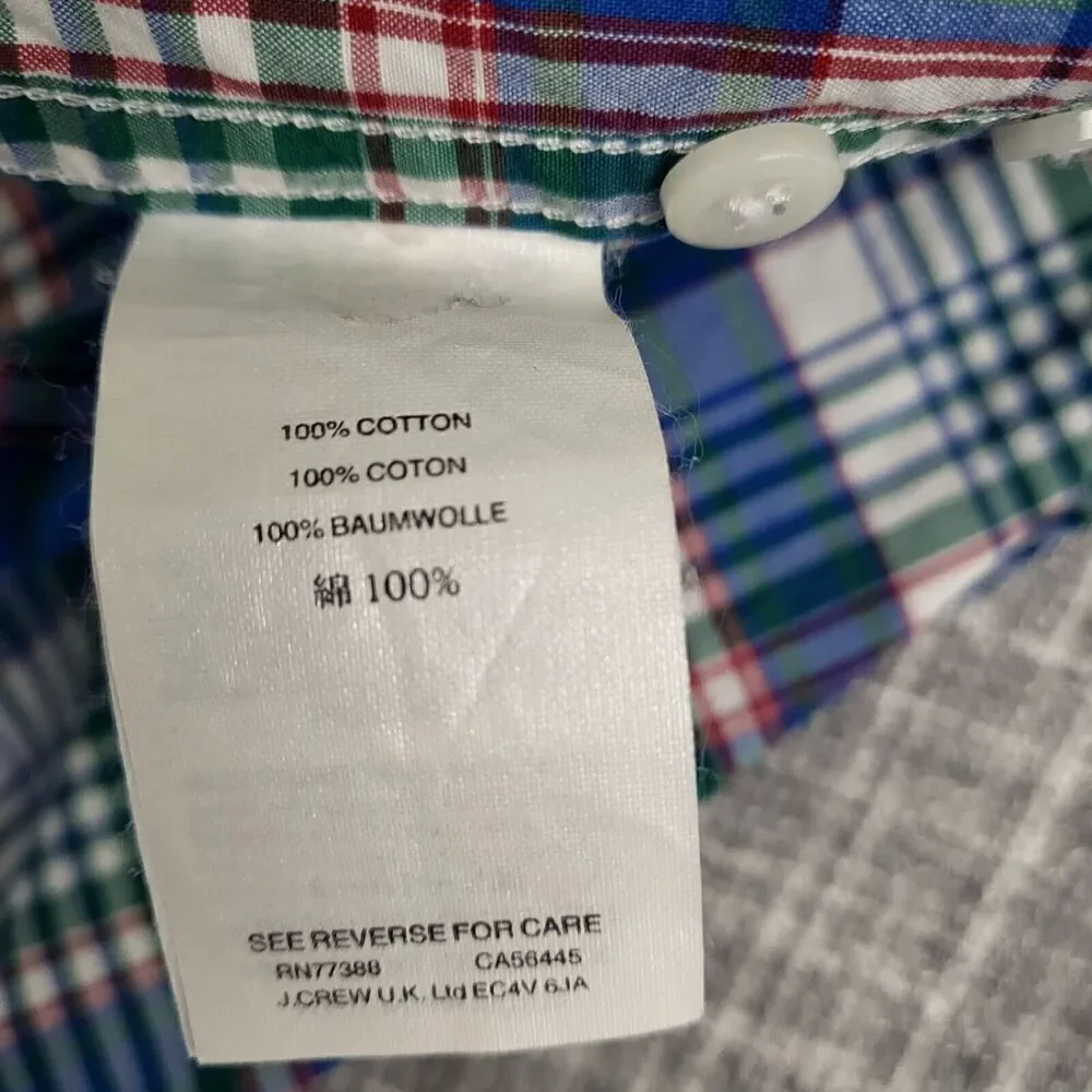J. Crew Plaid Casual Dress Shirt Blue Multicolor Men's M